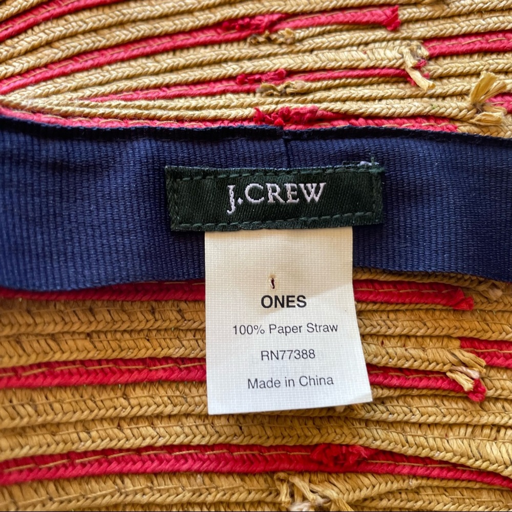 J.CREW☀️Camel Tan/Red Wide Brim Packable Paper Straw Floppy Sun Hat - Picture 5 of 5